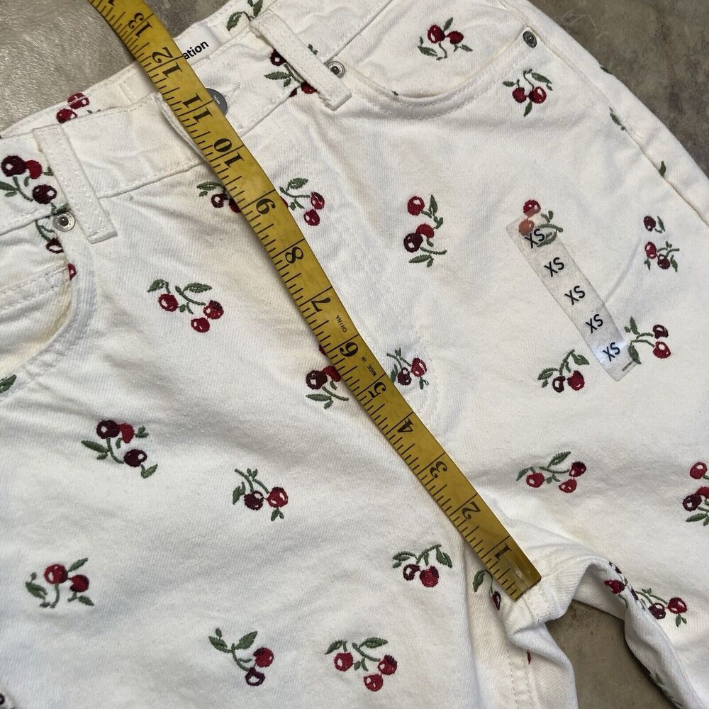 Reformation Jeans‎ Womens 26 Cherries Embroidered High Rise Straight Leg Cotton - Picture 3 of 11